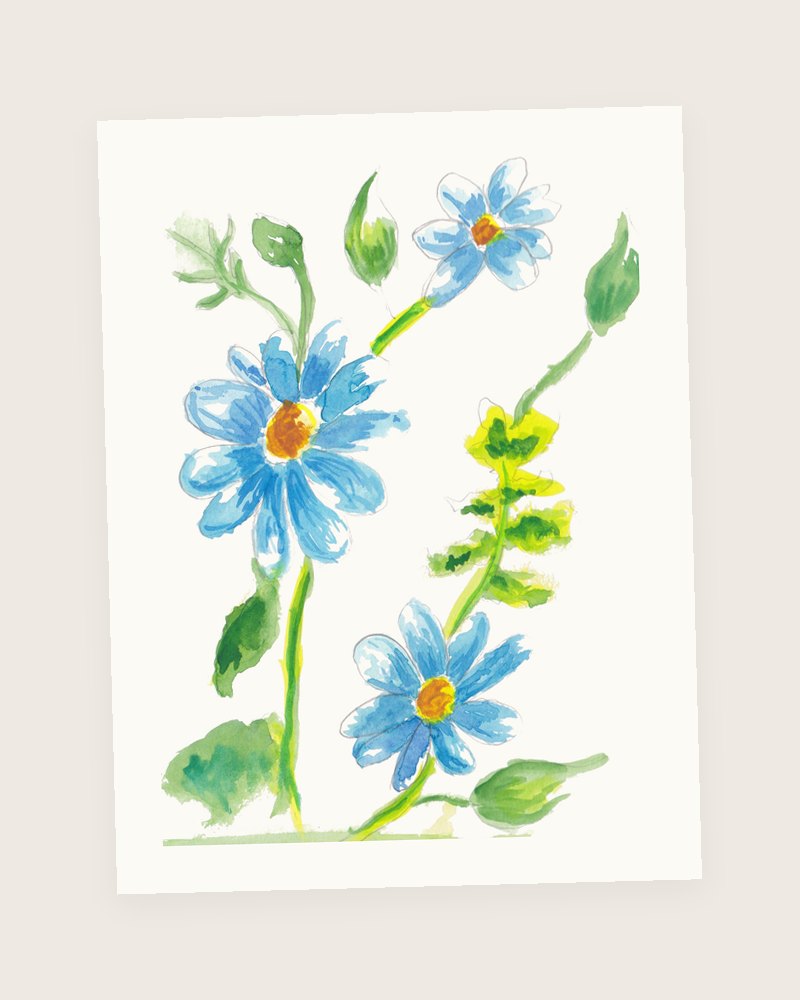 Blue Daisies, original painting by Vihaan