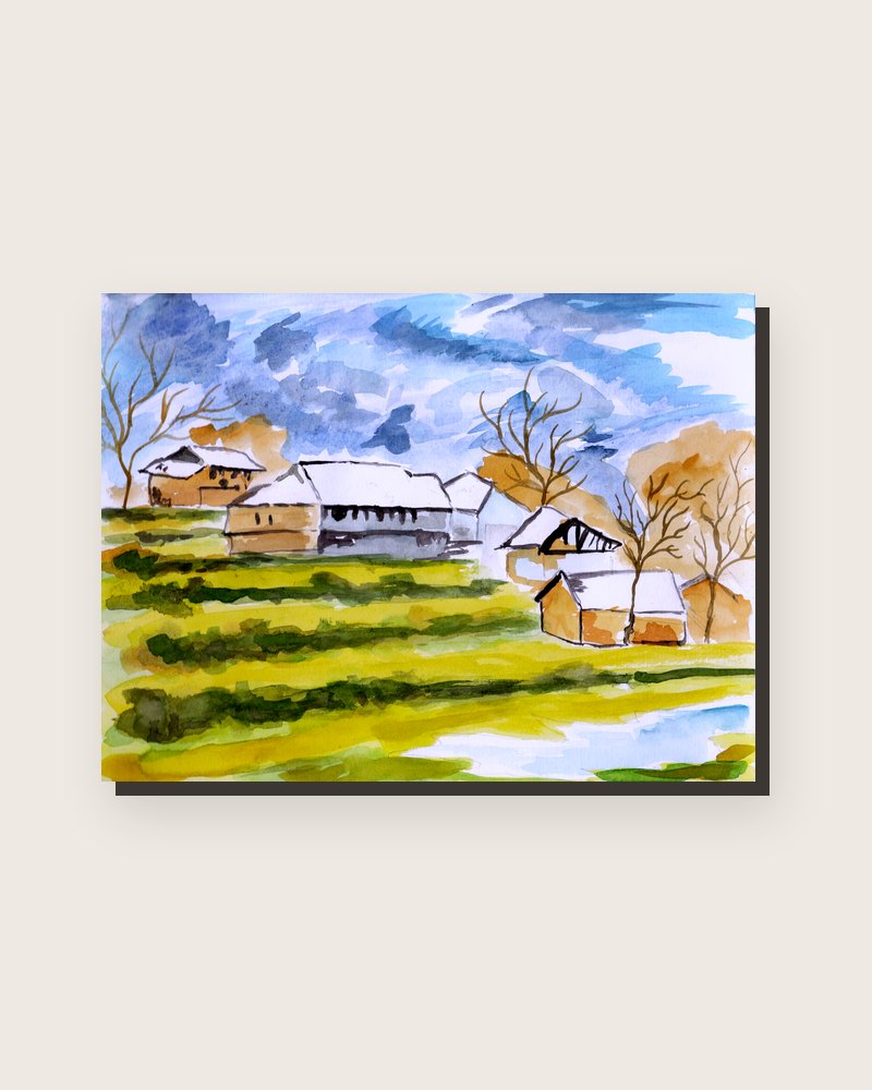 Farmhouse, original painting by Vihaan