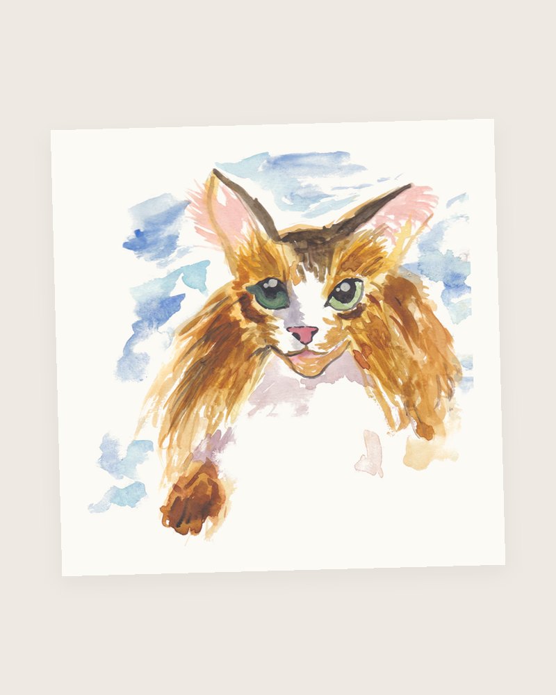 Fluffy Cat, original painting by Vihaan
