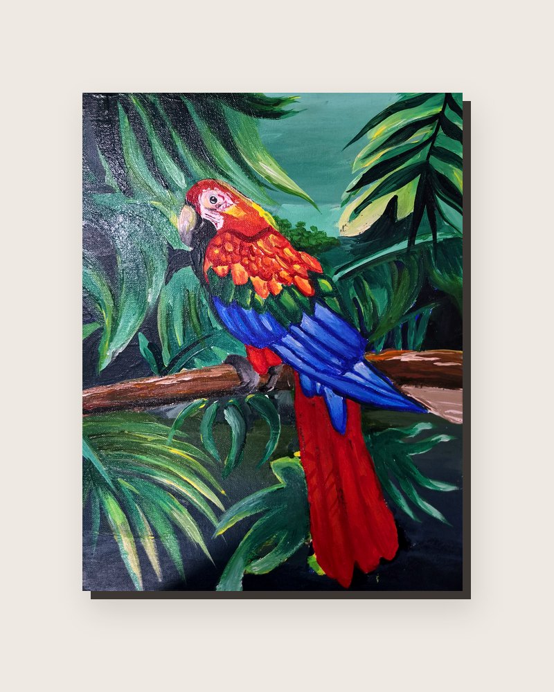 Jungle Parrot, original painting by Vihaan