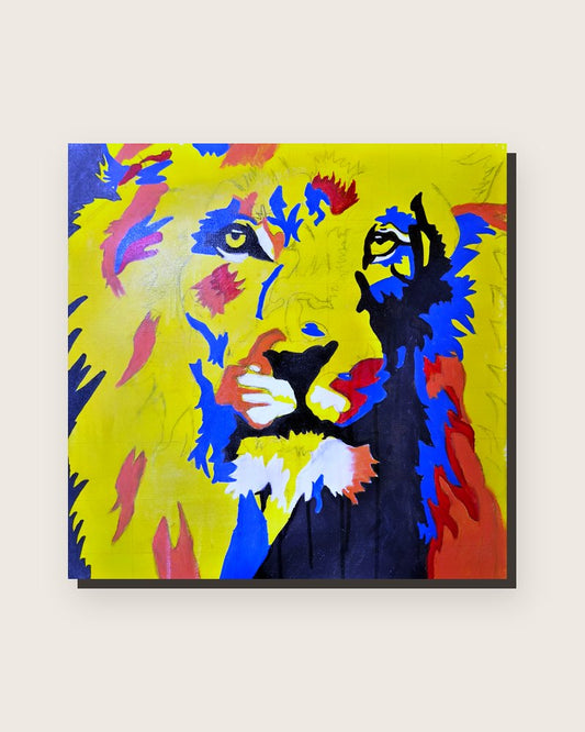 Pop Art Lion, original painting by Vihaan